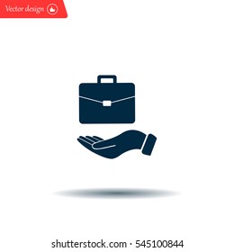 flat hands showing portfolio case icon