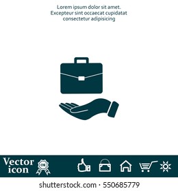 flat hands showing portfolio case icon