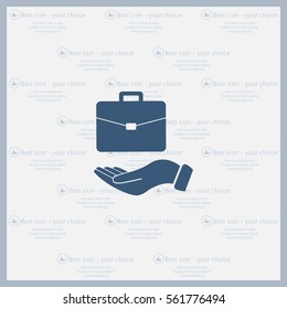 flat hands showing portfolio case icon