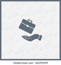 flat hands showing portfolio case icon