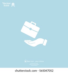 flat hands showing portfolio case icon