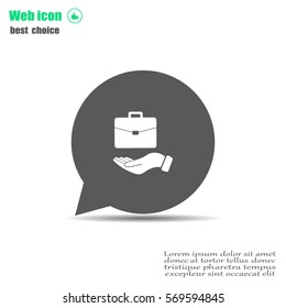 flat hands showing portfolio case icon