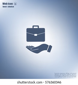 flat hands showing portfolio case icon