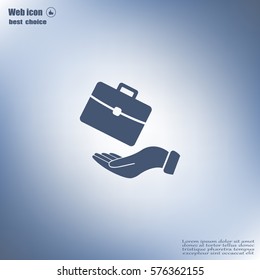 flat hands showing portfolio case icon