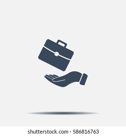 flat hands showing portfolio case icon