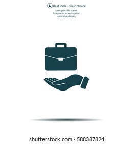 flat hands showing portfolio case icon