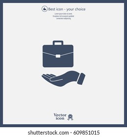 flat hands showing portfolio case icon