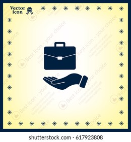 flat hands showing portfolio case icon
