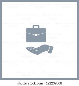 flat hands showing portfolio case icon