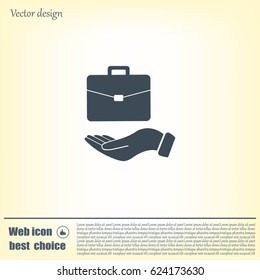 flat hands showing portfolio case icon