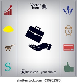 flat hands showing portfolio case icon