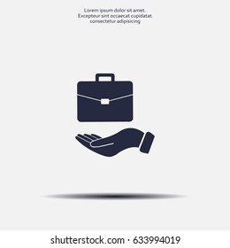flat hands showing portfolio case icon