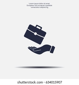 flat hands showing portfolio case icon