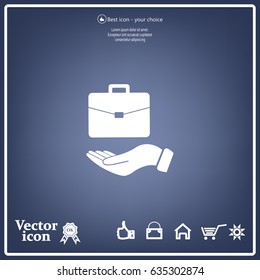 flat hands showing portfolio case icon
