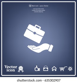 flat hands showing portfolio case icon