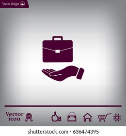 flat hands showing portfolio case icon