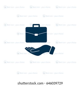 flat hands showing portfolio case icon