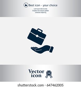 flat hands showing portfolio case icon