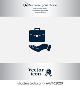 flat hands showing portfolio case icon