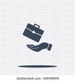 flat hands showing portfolio case icon