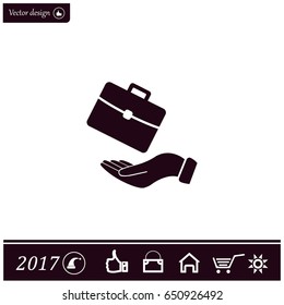 flat hands showing portfolio case icon