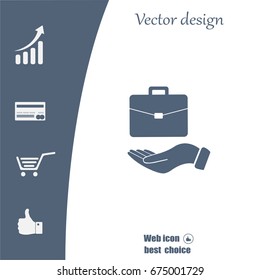 flat hands showing portfolio case icon
