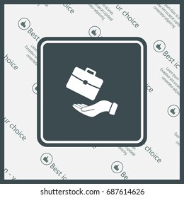 flat hands showing portfolio case icon