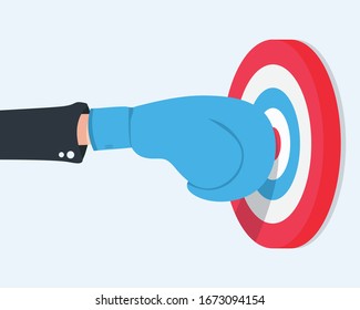 Flat hands wear boxing gloves and punch to the center of the target. Focus on the center and punch