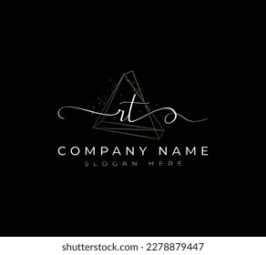 The flat handwriting abstract initial letter rt logo icon incorporates two abstract shapes in the black-and-white creative process.