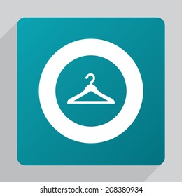 flat Hanger icon, white on blue background 