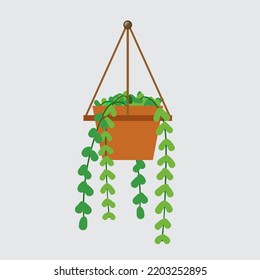 Flat Hanging Plant With Pot Background Vector