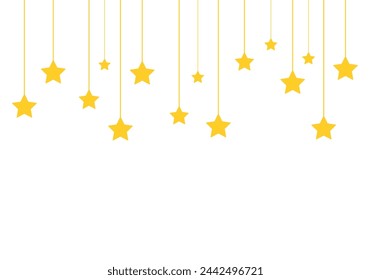 Estrellas colgantes planas para la ilustración vectorial de la decoración del banner y del elemento del fondo islámico del marco de la cabecera aislado en el fondo blanco