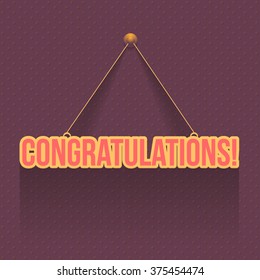 Flat and Hanging Style Stylish Text Congratulations Vector Design