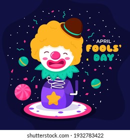 Flat Happy April Fools Day with unique gift. Vector Design.