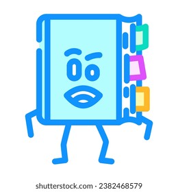 flat happy book character color icon vector. flat happy book character sign. isolated symbol illustration