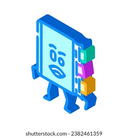 flat happy book character isometric icon vector. flat happy book character sign. isolated symbol illustration