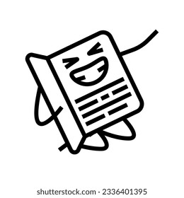 vector de icono de línea de caracteres de libro feliz plano. signo plano de carácter de libro feliz. símbolo de contorno aislado ilustración negra