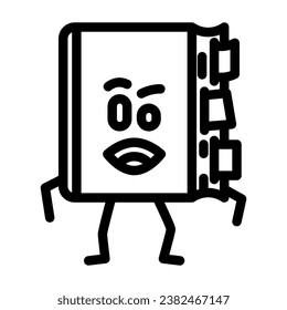 flach-glückliche Buch-Linie Symbol Vektorgrafik. flach glückliches Buchzeichen. isoliertes Kontursymbol
