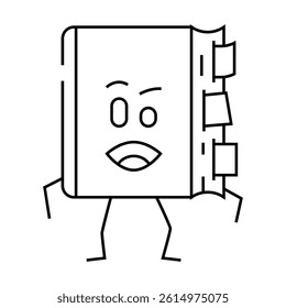 flat happy book character line icon vector. flat happy book character sign. isolated contour symbol black illustration