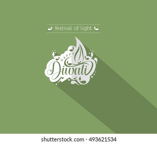 Flat Happy Diwali Design Background. Abstract vector illustration.