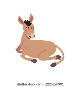 flat happy donkey over white