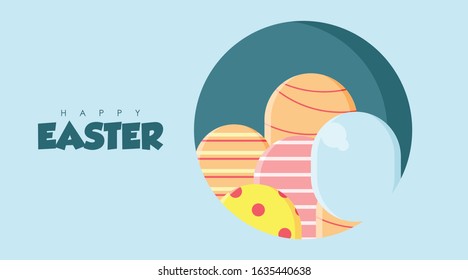 Flat happy easter day background illustration