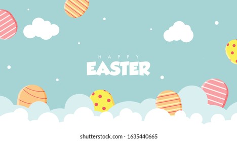 Flat happy easter day background illustration