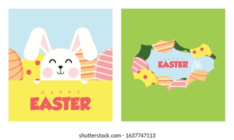 Flat happy easter day background illustration in pack