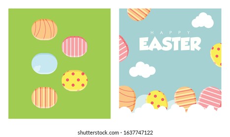 Flat happy easter day background illustration in pack