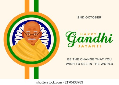 flat happy gandhi jayanti 2nd october illustration banner