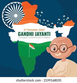 Flat happy gandhi jayanti national festival banner design template. 