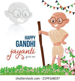 Flat happy gandhi jayanti national festival banner design template. 