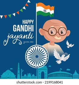 Flat happy gandhi jayanti national festival banner design template. 