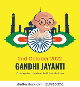 Flat happy gandhi jayanti national festival banner design template. 